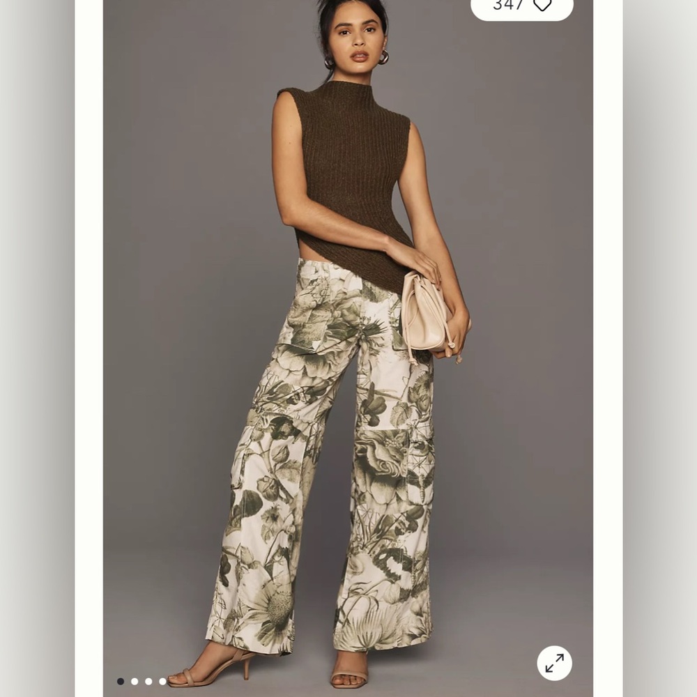 NWT Pilcro by Anthropologie Manel Villalonga Silky Beach Cargo Pants 30P  linen